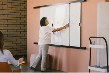 wall-mounted white board